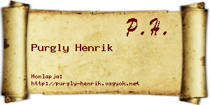 Purgly Henrik névjegykártya